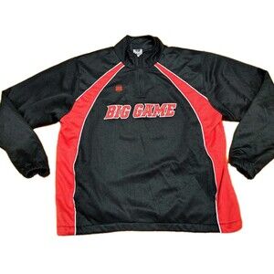 Women's Big Game Black Xl Warm Up Pullover 1/4 Zip Jacket Pockets Drawstring